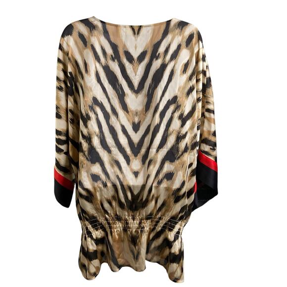 Chico’s Brown Animal Print Blouse Size 3 XL Flowy Mob Wife Statement Vegas Glam - Picture 2 of 10